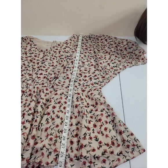 Hayden Tan Floral Print V-Neck Dolman Sleeve Boho Peplum Top Women's Size 2XL - Picture 5 of 12